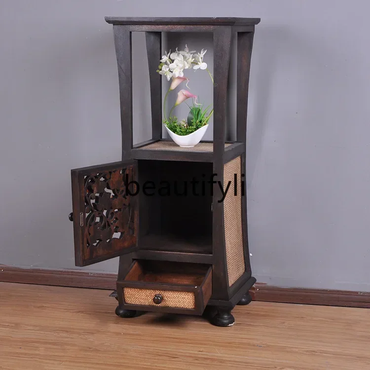 

ss K178ss25 Solid wood bedside table carved handicrafts flower table, painted wood carving decorative cabinet