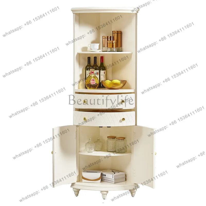 Light luxury wine cabinet against the wall, modern triangle restaurant corner cabinet