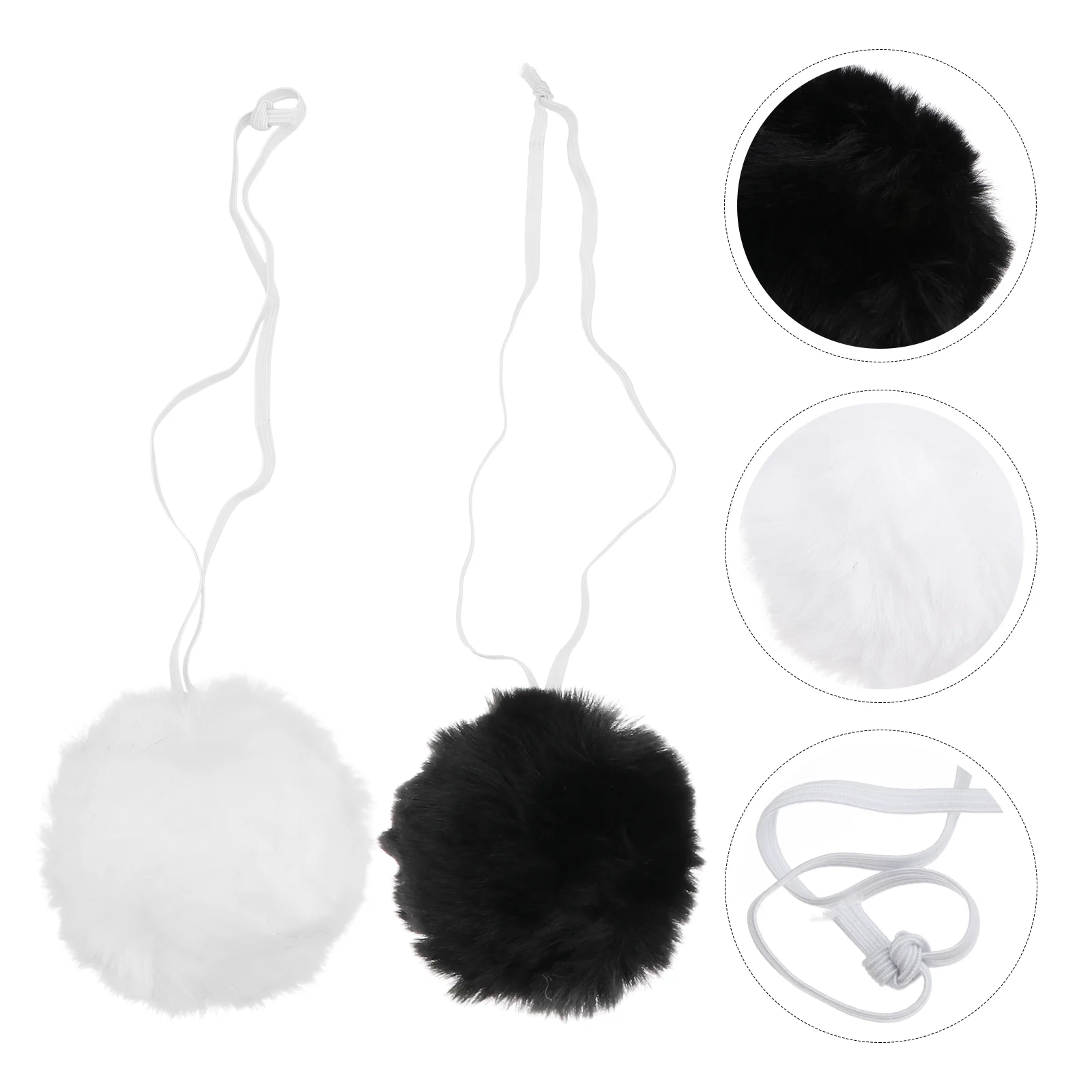 2 Pcs Pompoms Rabbit Tail Cosplay Ball Costume Prop Child Goth Accessories