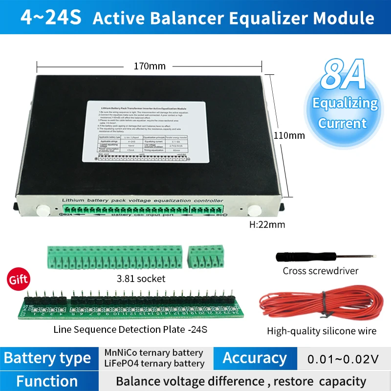 Heltec Wholesale 2-13S 2-24S 5A 8A Active Balancer/ Active Equalizer Lifepo4/Lipo Battery Energy Capacitor 8S 10S 12S 16S 20S