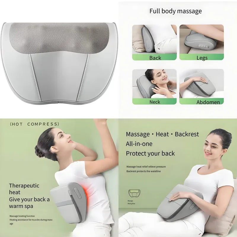 for 3 in 1 Heated Back Massager Portable Lumbar Support Pad  Neck Legs and Abdomen