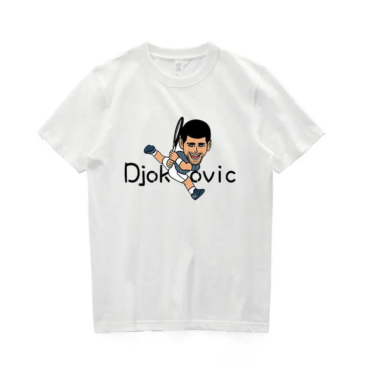 

Теннисная футболка из хлопка с принтом, мужская футболка с коротким рукавом Federer Nadal Deyo Alcaras Sina Medvedev, мужская и женская модная футболка