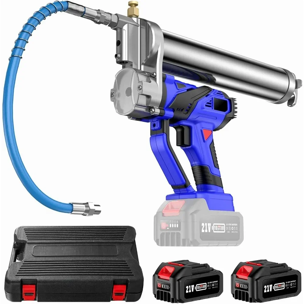 

Grease Gun Battery Powered, [2023 Update Powerful] 21V Electric Grease Gun Kit with 12000 PSI Explosion-Proof Hoses