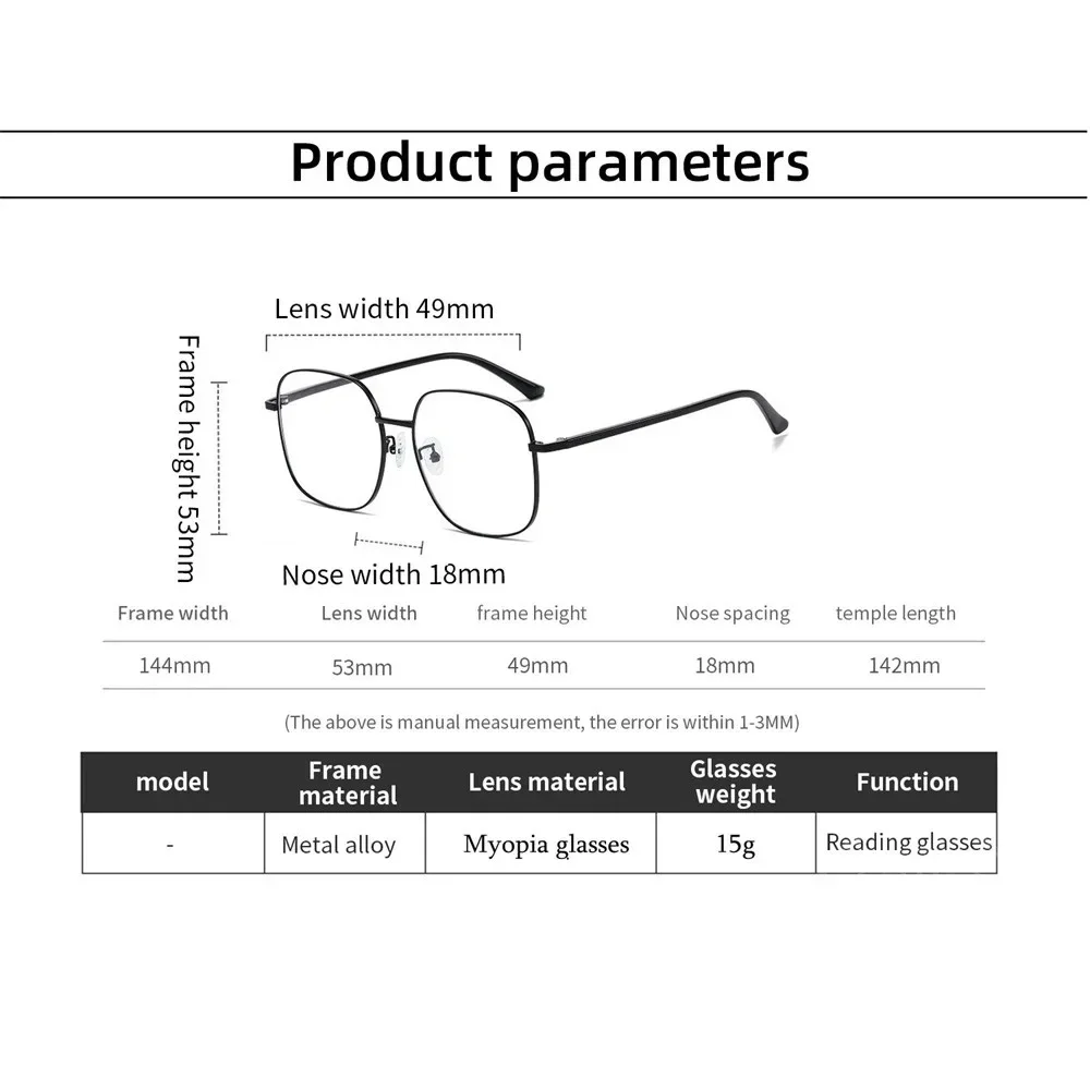 Luxury Myopia Glasses Classic Vintage Anti-blue Light Eyeglasses Women Men Minus Diopter Eyewear Prescription with 0 -0.5To -6.0