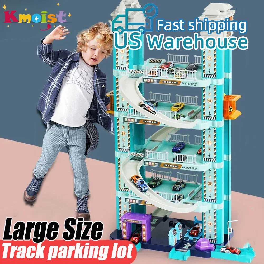 Grande parcheggio Set Macchinine in lega Auto giocattolo Edificio automobilistico Elettronico a sei strati con controllo manuale delle diapositive I bambini giocano con i giocattoli Regali