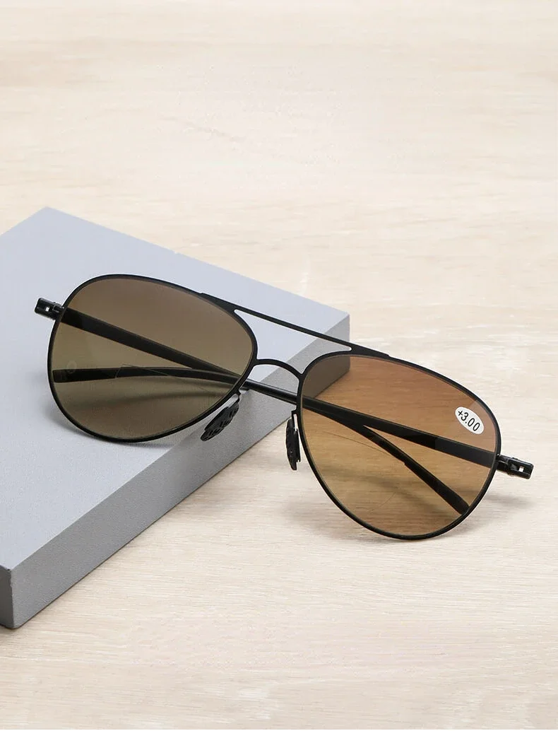 Bifokale Lesebrille Männer Mode Doppel Brücke Sonnenbrille Männlich Aussehen Weit und Nah Anti Glare Hyperopie Brillen +1,0 Bis +4,0 – Detail 1