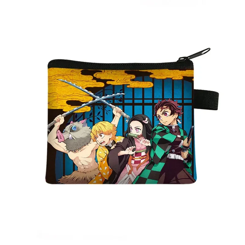 Anime Kimetsu No Yaiba Mini Wallet Cosplay Kamado Tanjirou Nezuko Coin Purse Canvas Storage Pouch Coin Key Wallet