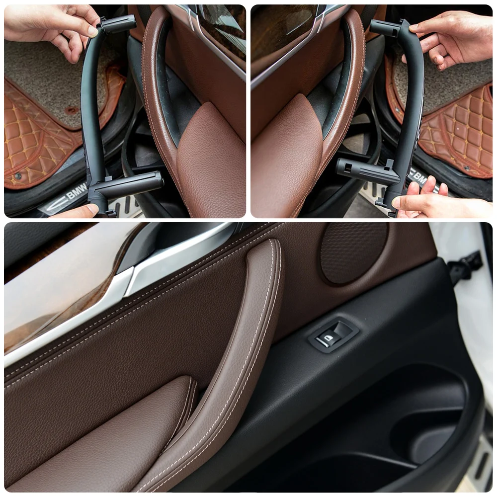 

Подходит для BMW X5 X6 F15 F16 2014 2015 2016 2017 2018 левый и правый 3 шт./компл. внутренняя ручка двери автомобиля, накладка, черный, бежевый
