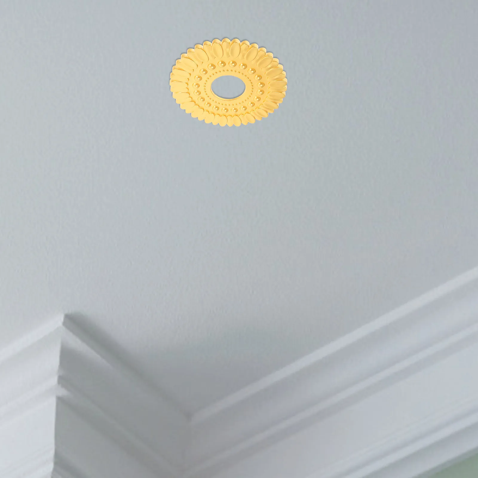 European Style Ceiling Medallion Decorative Lighting Mounting Plate Elegant Plaster Look Round Fan Lamp Ornament Ps Material