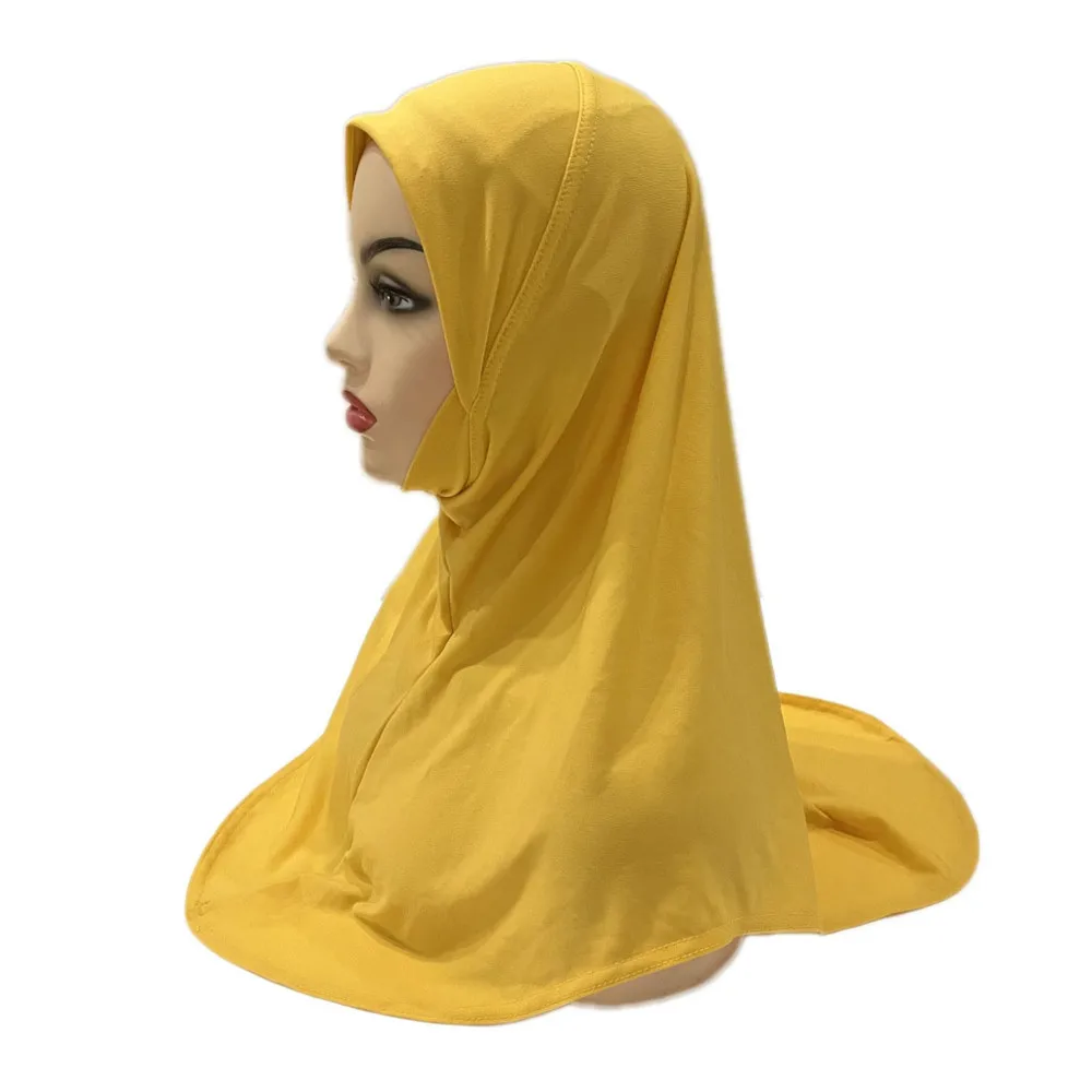 Muslim Girls Hijab Islamic Hijab One Piece Amira Easy to Wear Solid Color Islam Arab Scarf Shawls Pull On Headwrap for ages 5-10