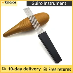 Guiro Instrument with 1 Scraper Portable Fish Shaped Latin Percussion Instrument Interesting Musical Training Tool for Beginners
