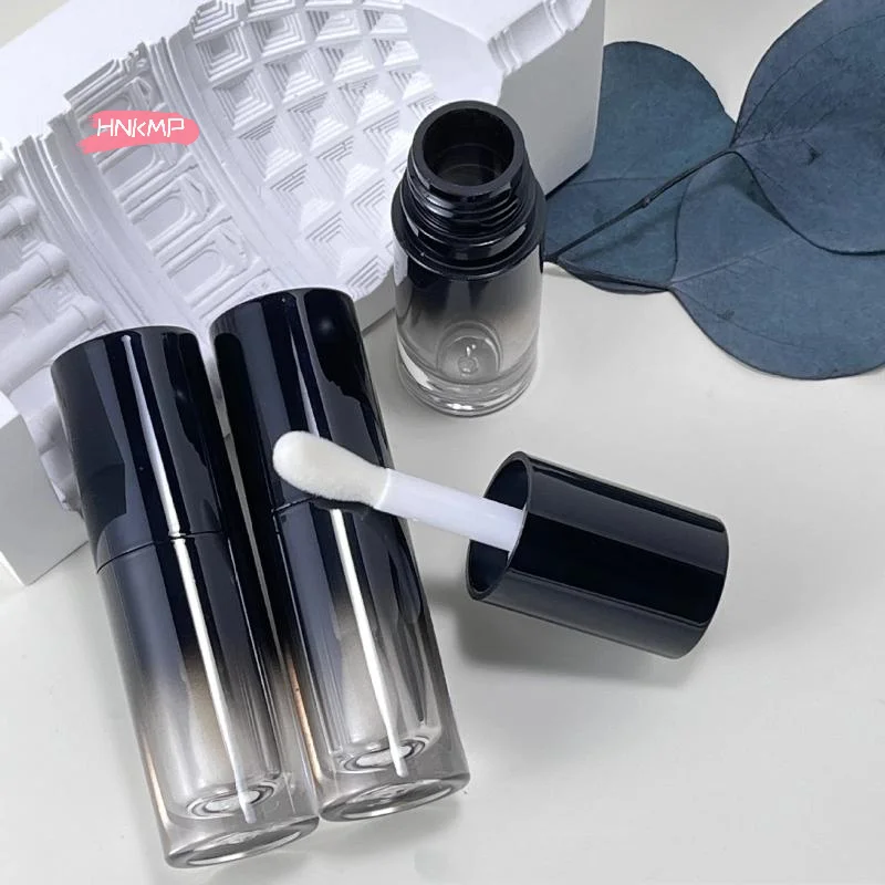 1/5 قطعة 6 مللي أنابيب ملمع الشفاه الفارغة المستديرة مع فرشاة الإبهام حاويات تعبئة ملمع الشفاه لأحمر الشفاه بنفسك وزيوت الشفاه