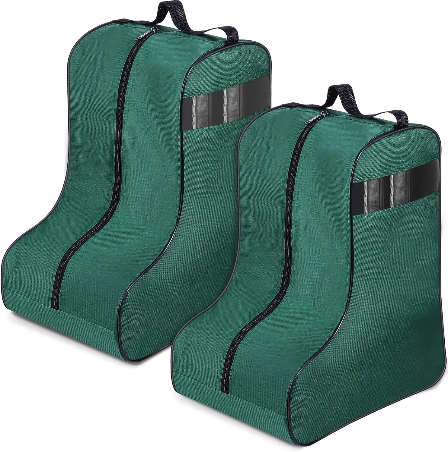 

2 Pcs Cowboy Boot Bags for Travel, Long Tube Shoe Storage with Handle, Dark Green
