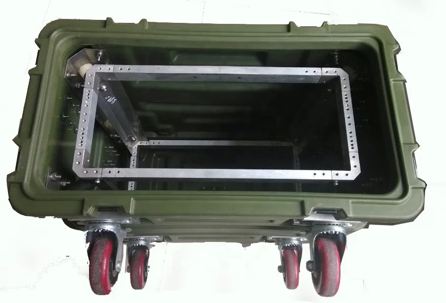 Rugged 19 Inch Flight Rack Case, 4U Hard Plastic Shockproof, Protective Enclosure for Server Equipment