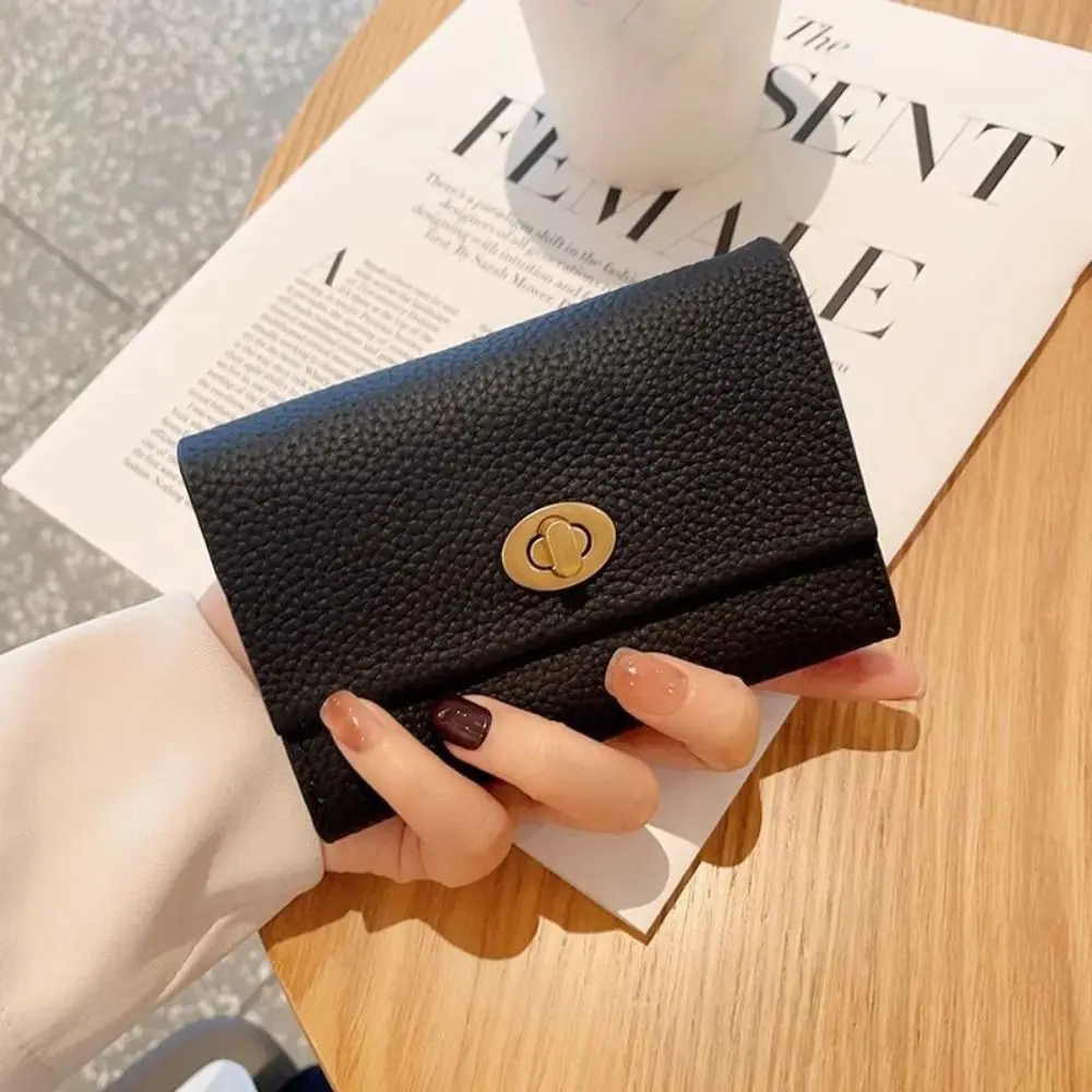 High-end 2 Folds Short Coin Purse PU Leather Retro Wallet Money Bag INS Style Card Wallets for Girls Students Gift