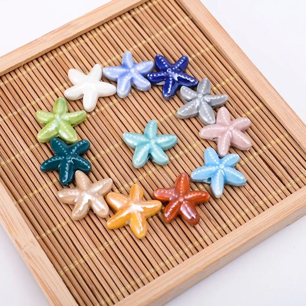 10pcs Handmade Craft Starfish Bead Fresh Color Ceramic Ceramic Spacer Loose Beads Bracelet Making Kit 3D Jewelry Making Material