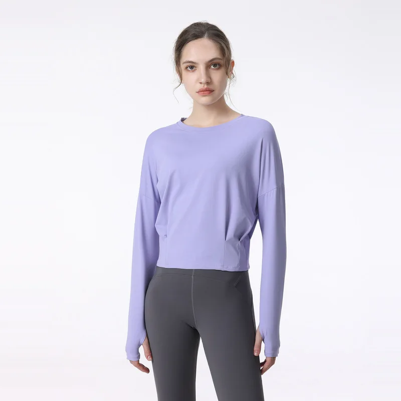 Loose Fitting Long Sleeved Yoga Shirt Sports Top Fitness Yoga Top Women's Fitness Top Sports Wear Women's Sports Vest T-shirt