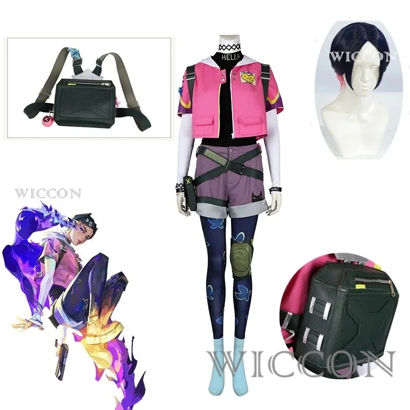 

Clove Cosplay Costume Game Valorant Clove Immortal Cosplay Costume Women Combat Uniform with Bag Halloween Party Outfit Full Set