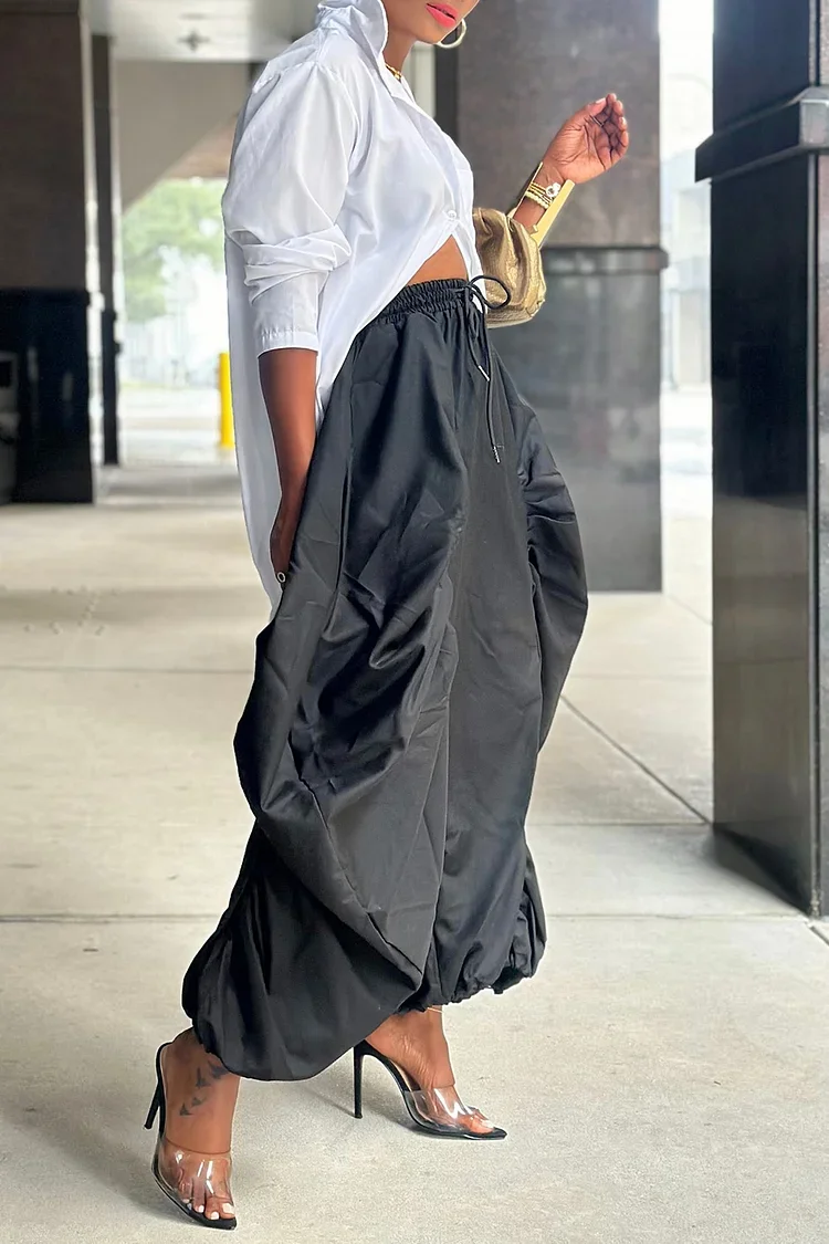 Women Plus Size Ruched Drawstring Pants Harajuku Elastic Waist Loose Cargo Pant Casual High Street Trousers 2025 Fashion Pant