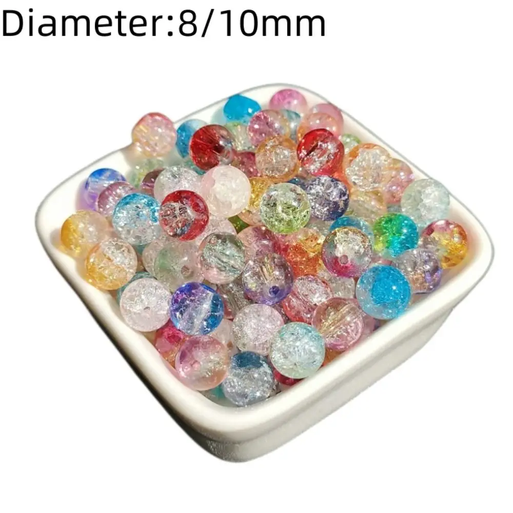 Perles de verre colorées, ciel étoilé, cristal, bergame, fissures de glace, artisanat d'art, bricolage, accessoires faits à la main, 8mm, 10mm, 200 pièces