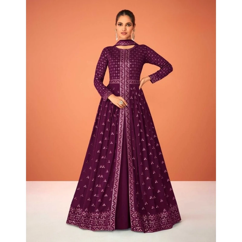 Robe Anarkali en tissu Georgette bleu royal, tenue de festival, fente, Eid Ramadan