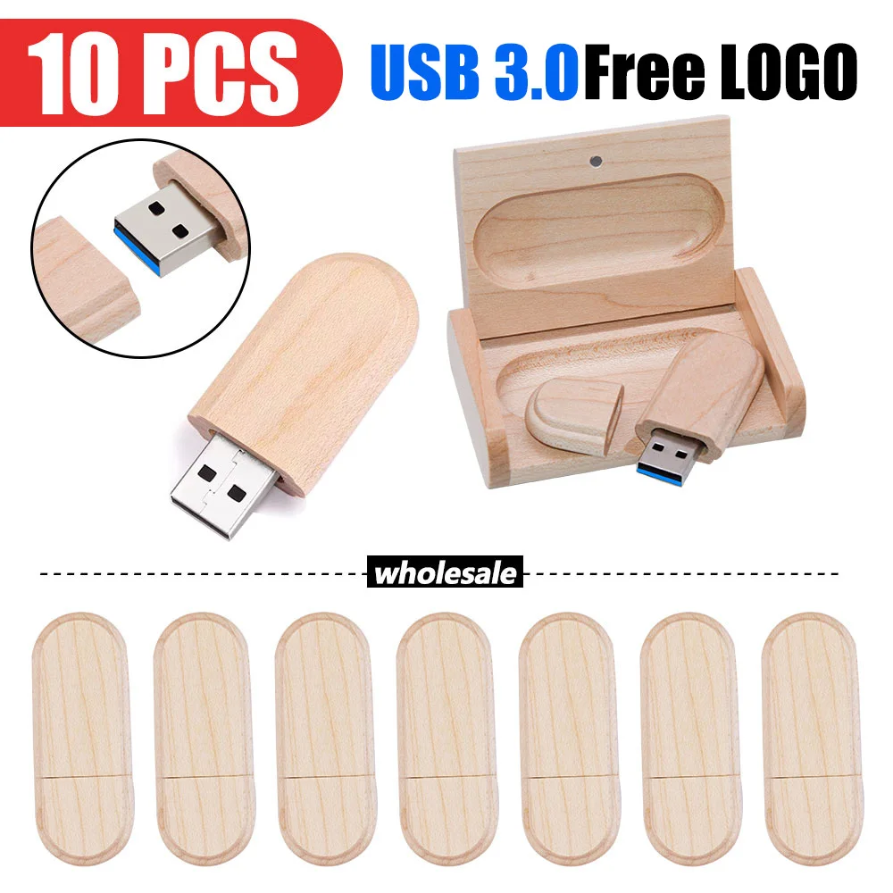 10PCS LOT USB 3.0 Flash Drive 128GB Free Custom Logo 64GB 32GB Maple Wood Memory Stick 16GB Wedding Creative Gift 8GB U Disk