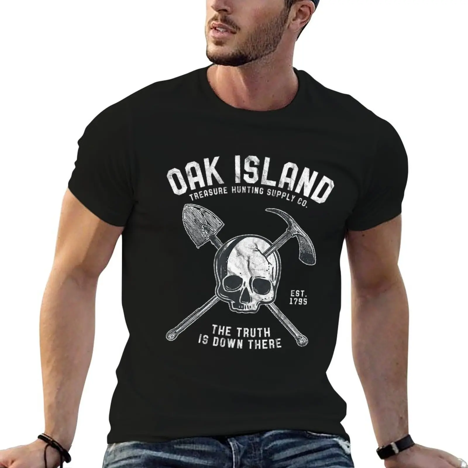 

Oak Island Vintage Skull Templar Treasure Hunting T-Shirt man t shirts for men anime tshirt T-Shirt