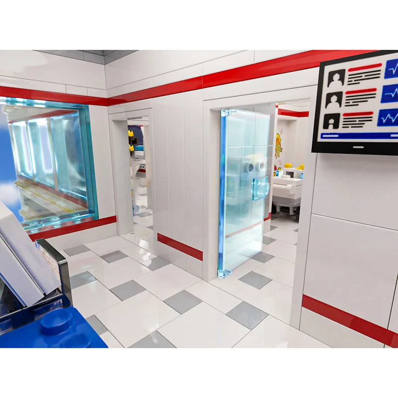 City Street View Moc Building Blocks General Hospital Modular Building Model Technology Bricks DIY Construstion Assembly ToyGift