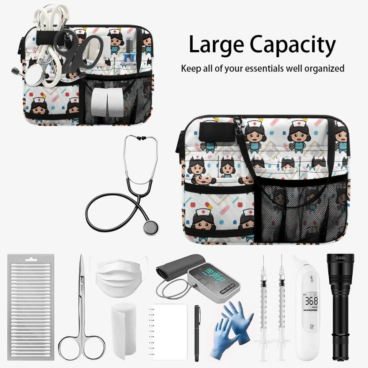 Multi Compartimento Utilitário Hip Bag, Sacos de Cinto de Enfermagem Médica, Bolsa Prática para Estetoscópios, Bandage Scissor, Novo