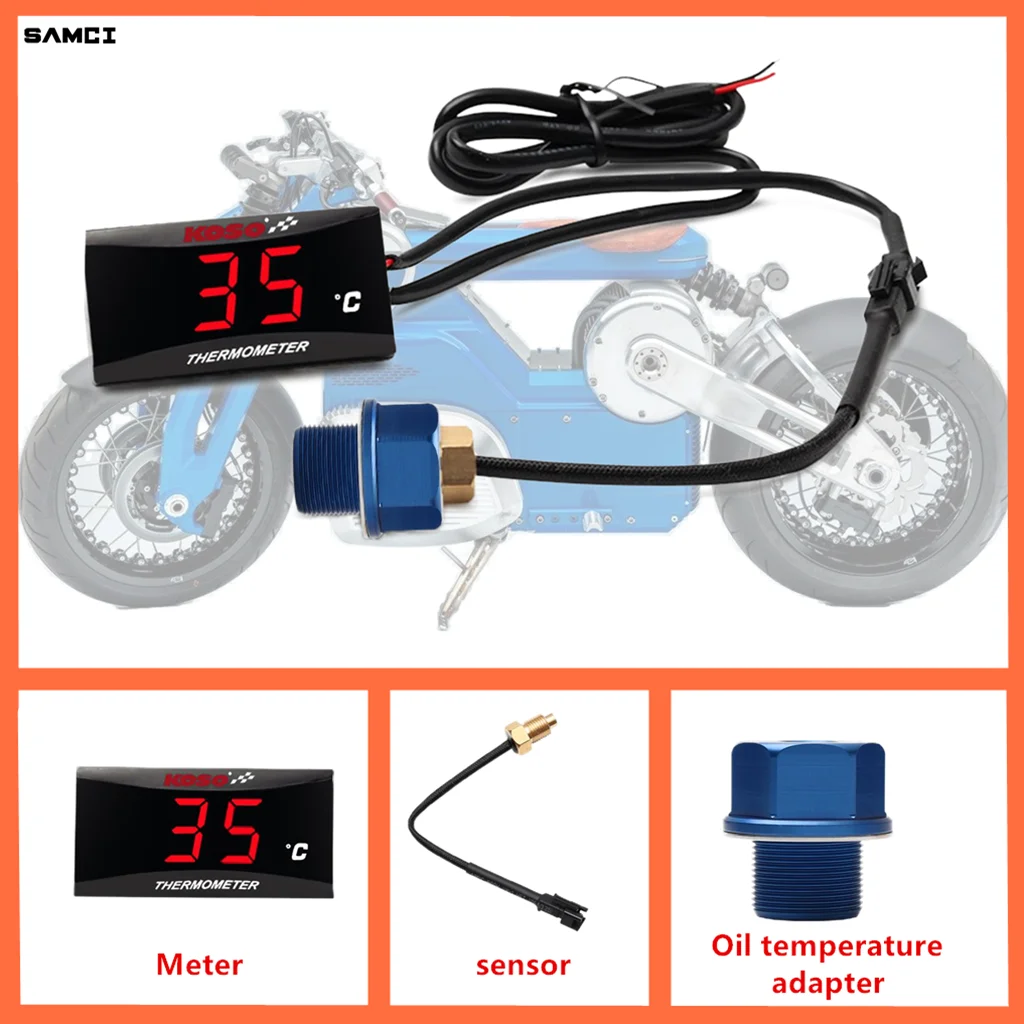 KOSO Wskaźnik temperatury oleju Motocykl Uniwersalny czujnik temperatury oleju LCD Cyfrowy ekran Mini miernik