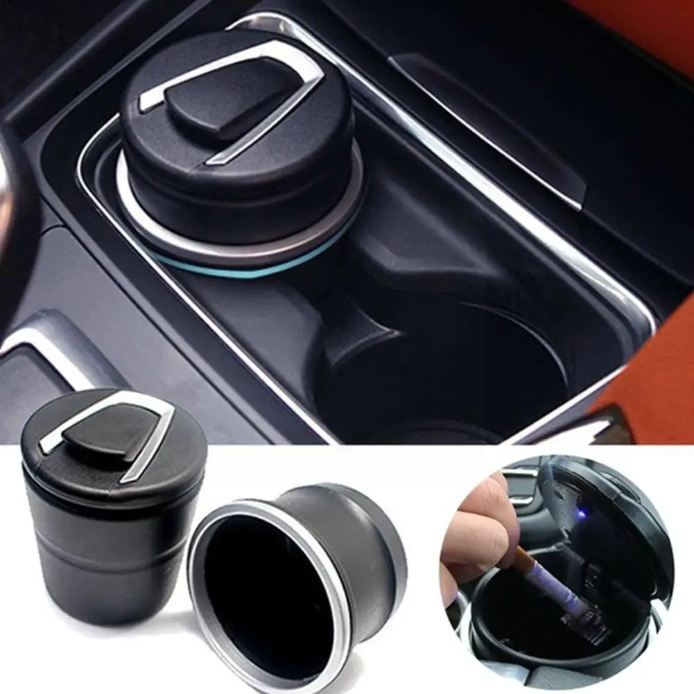 1PCS Portable LED Smoke Car Ashtray Cigarette Ash Holds Indicator Ashtray Holder Car Cup Cup Automatic Light F2K9