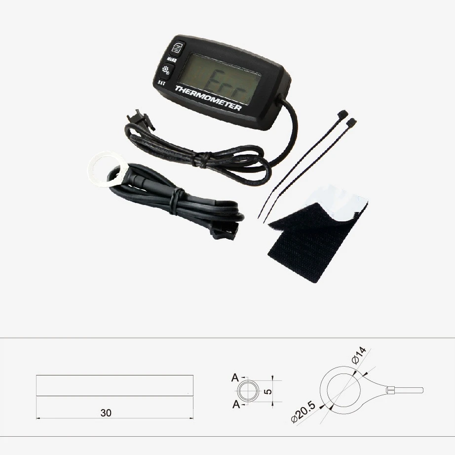 Digital LCD Medidor de temperatura do motor, alerta de temperatura excessiva com sensor, RL-TS002 para moto Dirt Bike ATV