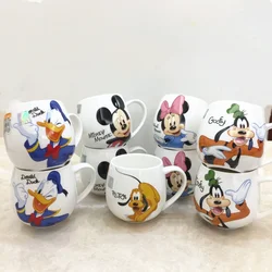 Disney Mickey Mouse Minnie Coffee Mugs Cute Cartoon Donald Milk Mugs Creative  Mugs Handle Kids Water Cup With Handgrip 300ML