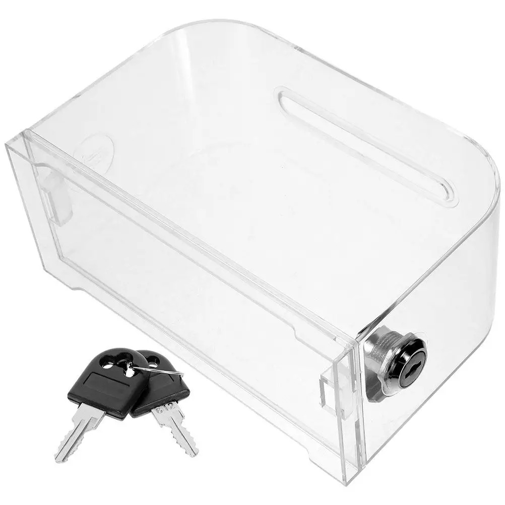 

Clear Acrylic Business Card Organizer Box with Lock Elegant Sleek Design for Office Events Trade Shows Wedding Donation Raffle