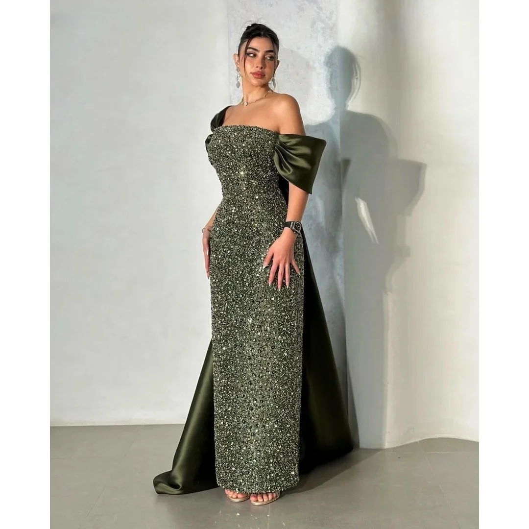 

Sparkly Strapless Long Bespoke Occasion Gown Evening Dresses Pastrol Unisex Jersey Retro Dubai Saudi Arabic Prom Customized