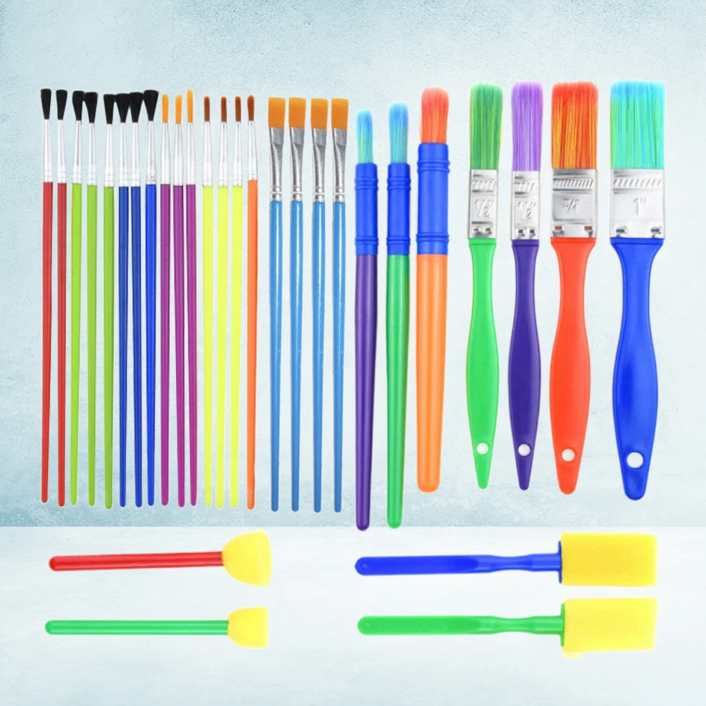 

1 set 1 Set Sponge Brush Set For Kids Painting Tools Diy Learning Watercolor Ceramic Art Crafts Easy Educational Use
