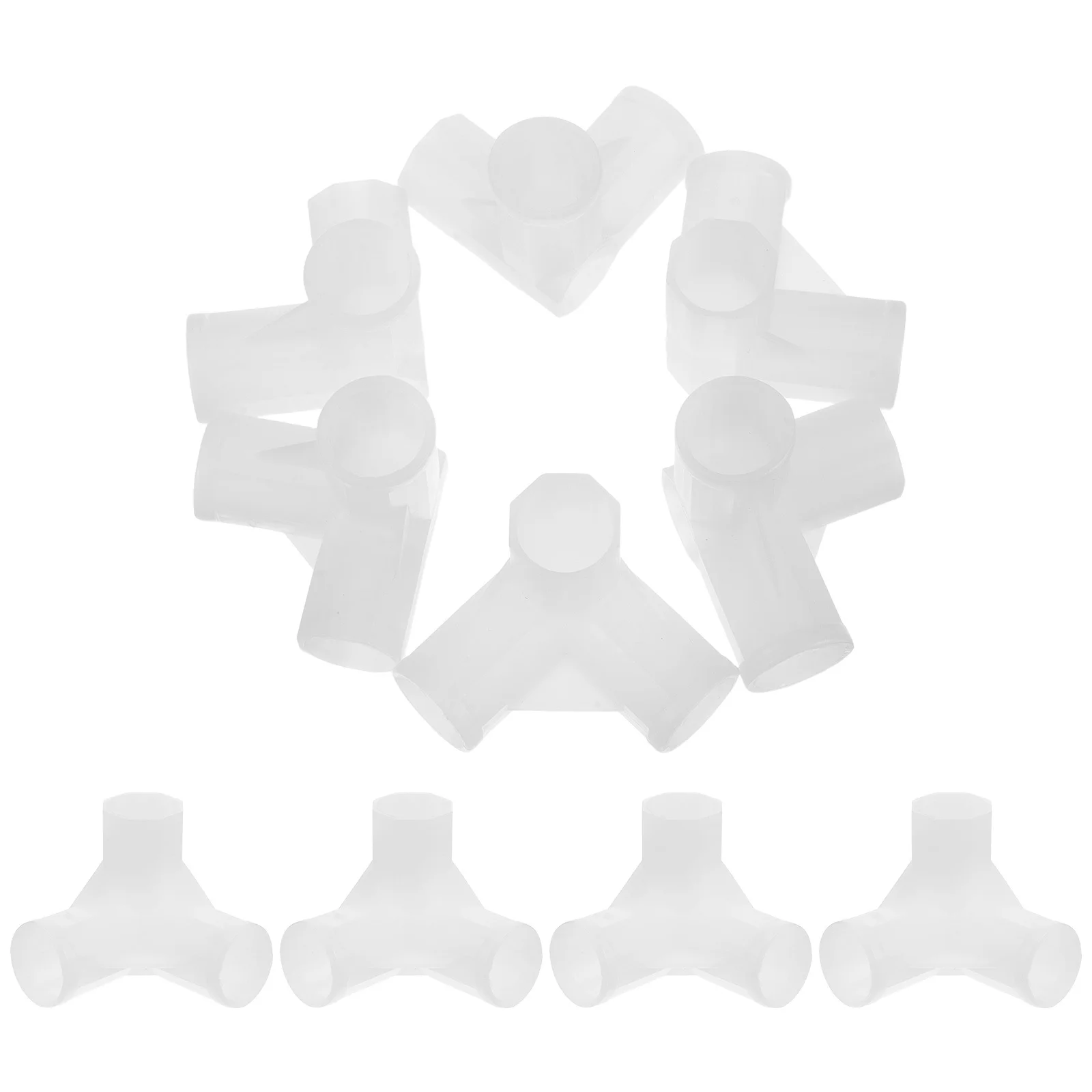 10Pcs Closet Rod Connector Tee Multi-Purpose 3-Way Adjustable Coupling for Wardrobe Shoe Rack Dryer Rod Link Connector