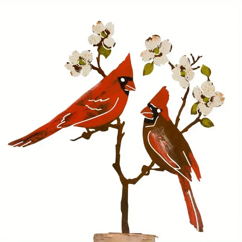 

Hello Young Outdoor Garden Bird Garden Decoration Flowerpot Decoration Metal Cutting Handicraft Wrought Iron Silhouette Creative