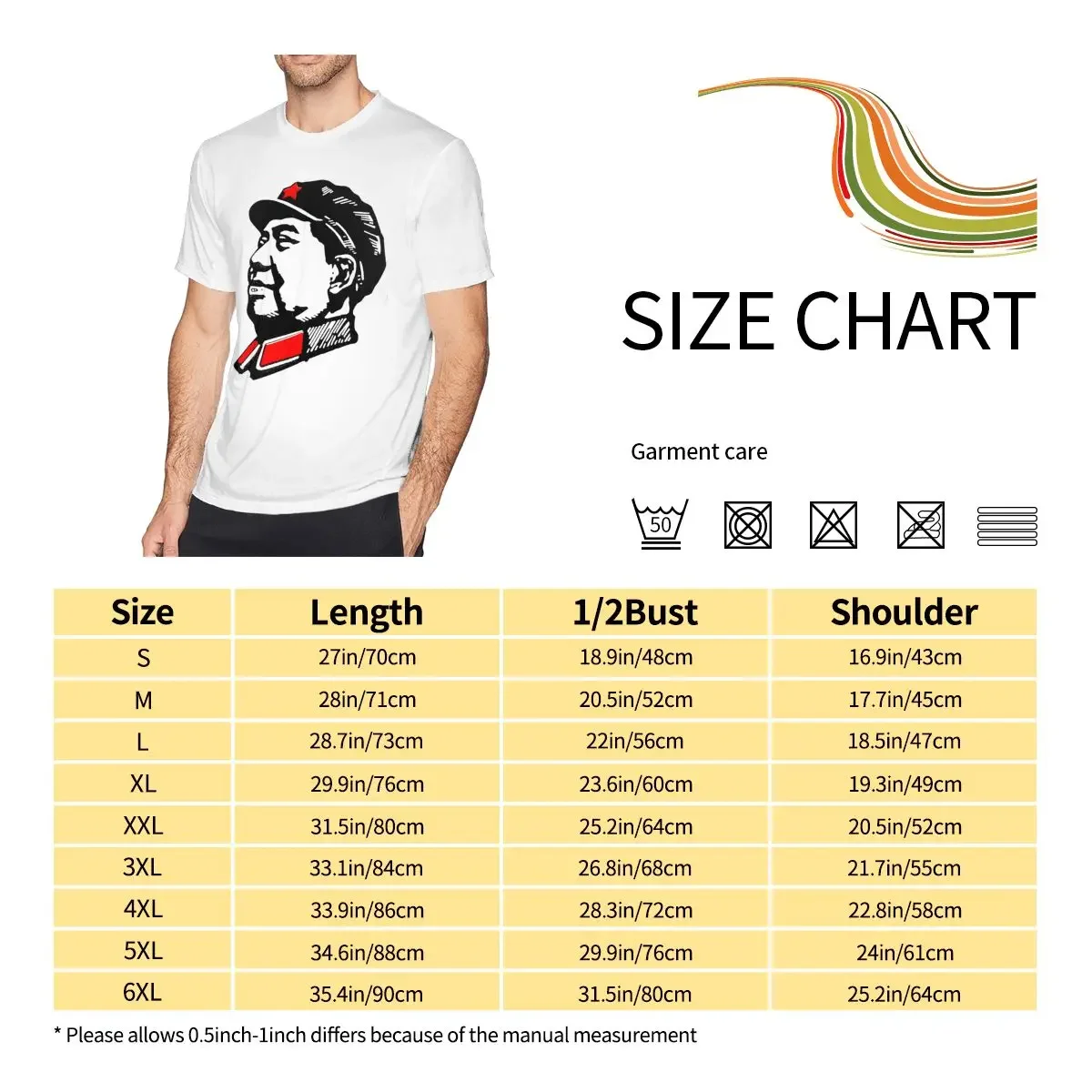 Mao Zedong T-shirt Men Print Round Neck T-shirt Summer Fashion Short Sleeve Cotton T Shirt