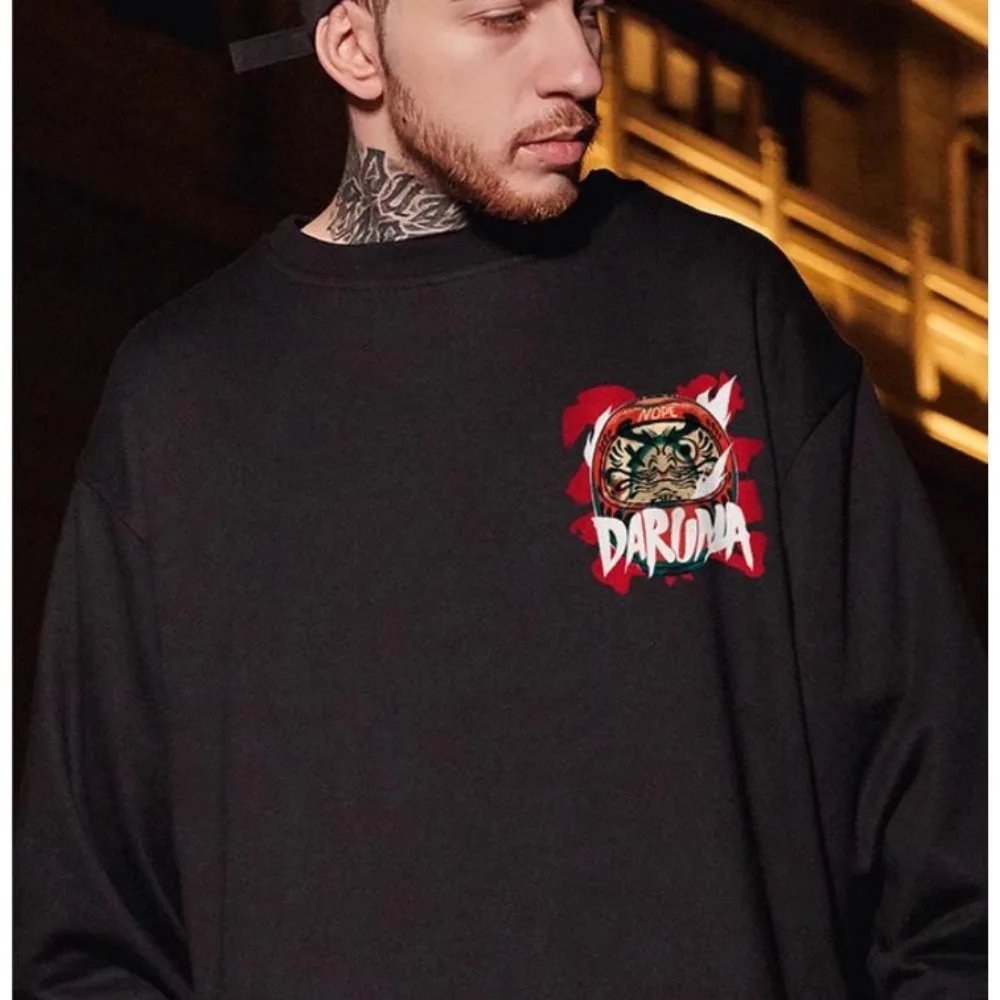M-8XL Men's Street Printed Oversized Student Leisure Unisex Sweatshirt American Retro Youth Velvet Long Sleeve Sweater