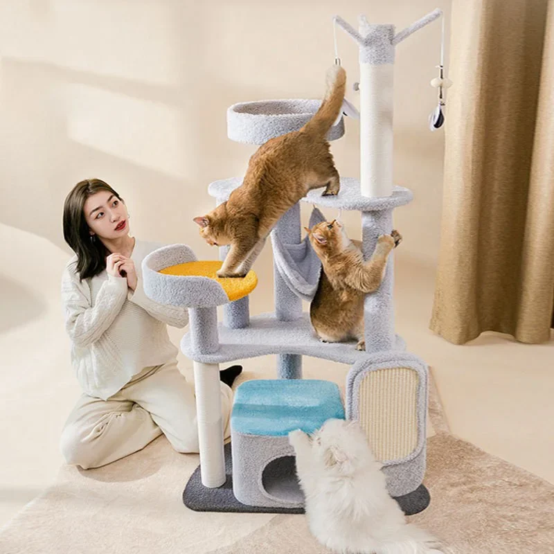 

Cat Climbing Frame Cat Tree Nest Sisal Cat Scratching Post Jump Table Space-saving Pet Toys Pet Supplies