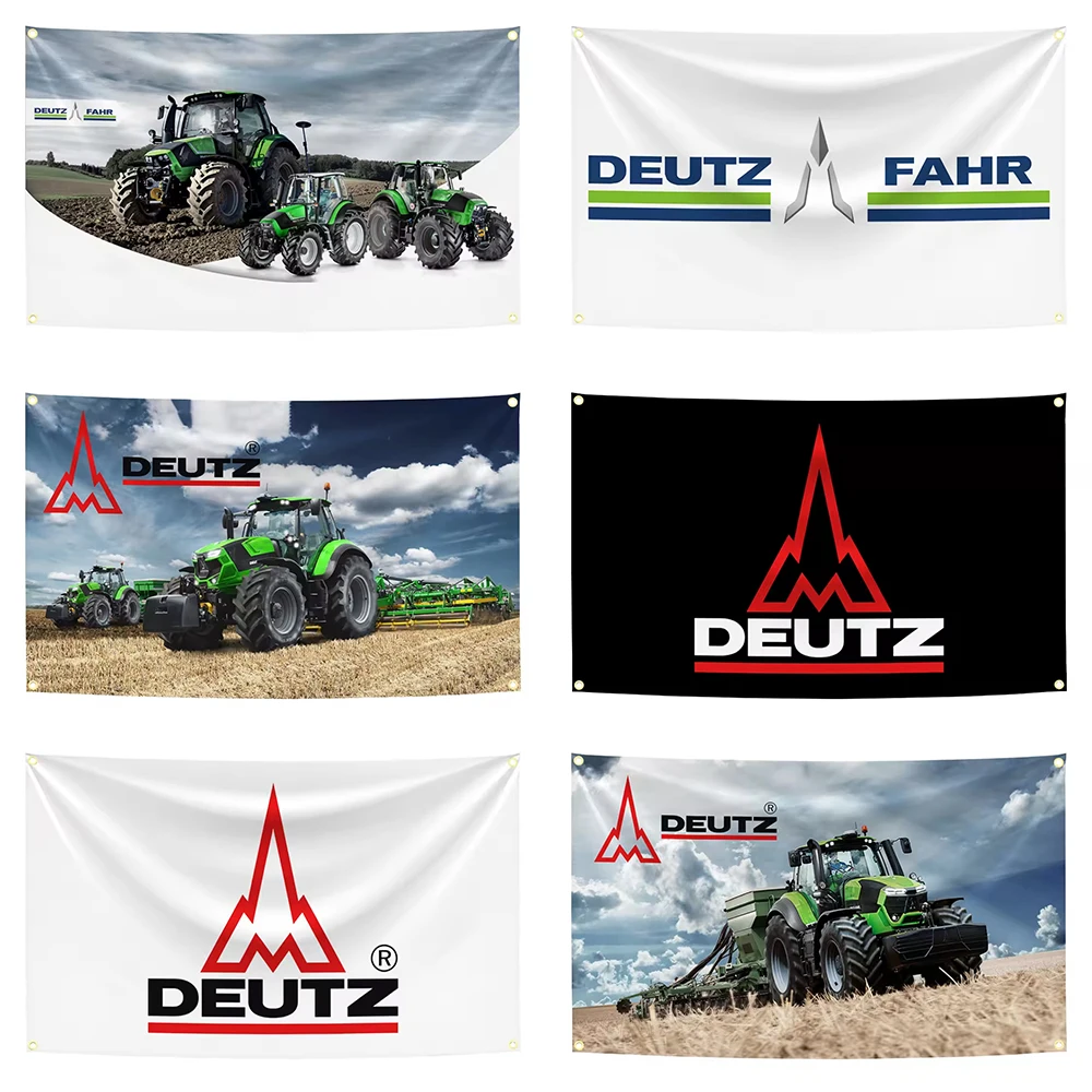 Bandeira de Corrida Deutz-Fahr 90x150cm, Tapeçaria de Poliéster com Impressão Digital para Arte de Parede de Garagem e Decoração Externa