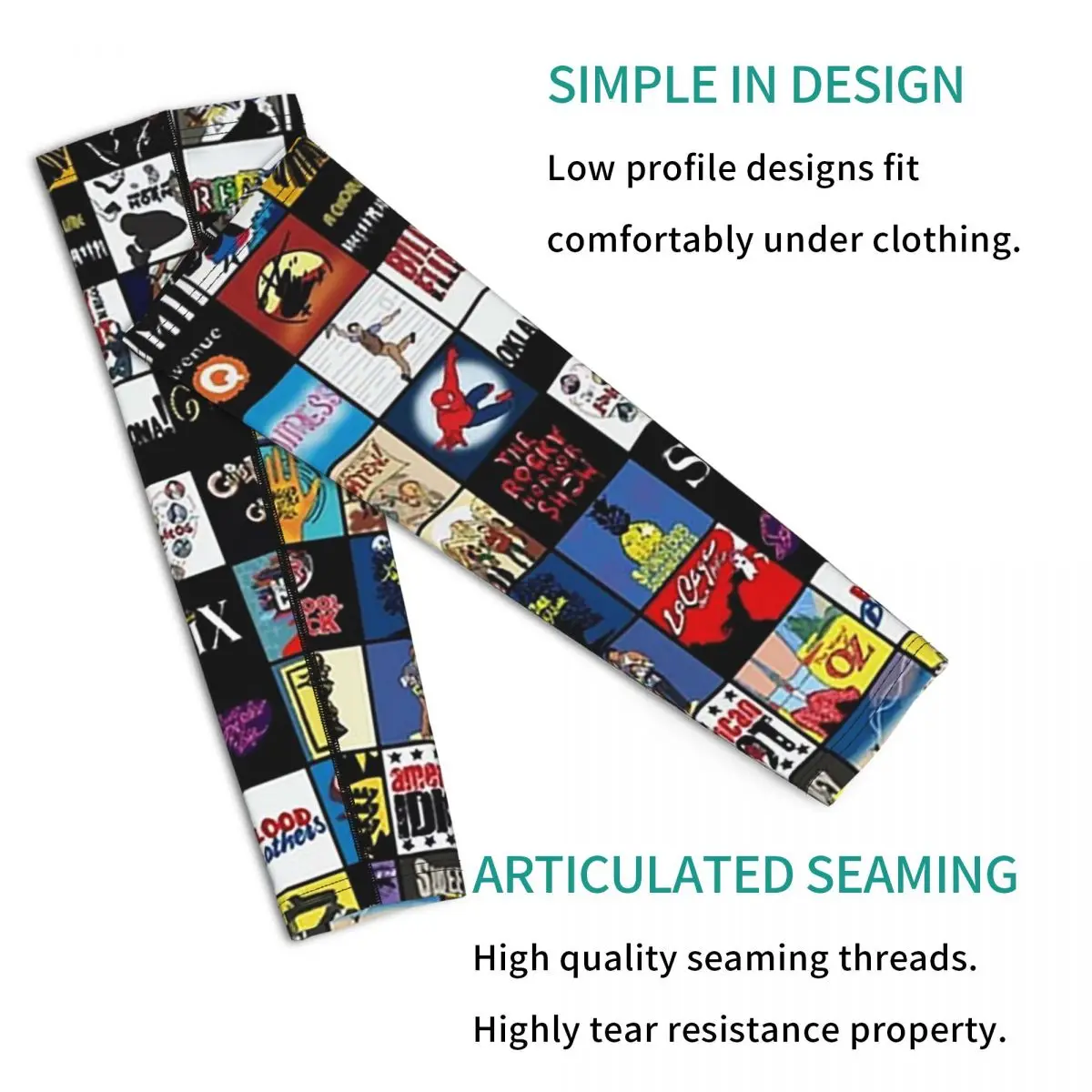 شعارات المسرح الموسيقي من برودواي - أكمام أذرع تبريد خارجية مرسومة يدويًا، غطاء حماية من الأشعة فوق البنفسجية للشمس، أكمام وشم صيفية لركوب الدراجات