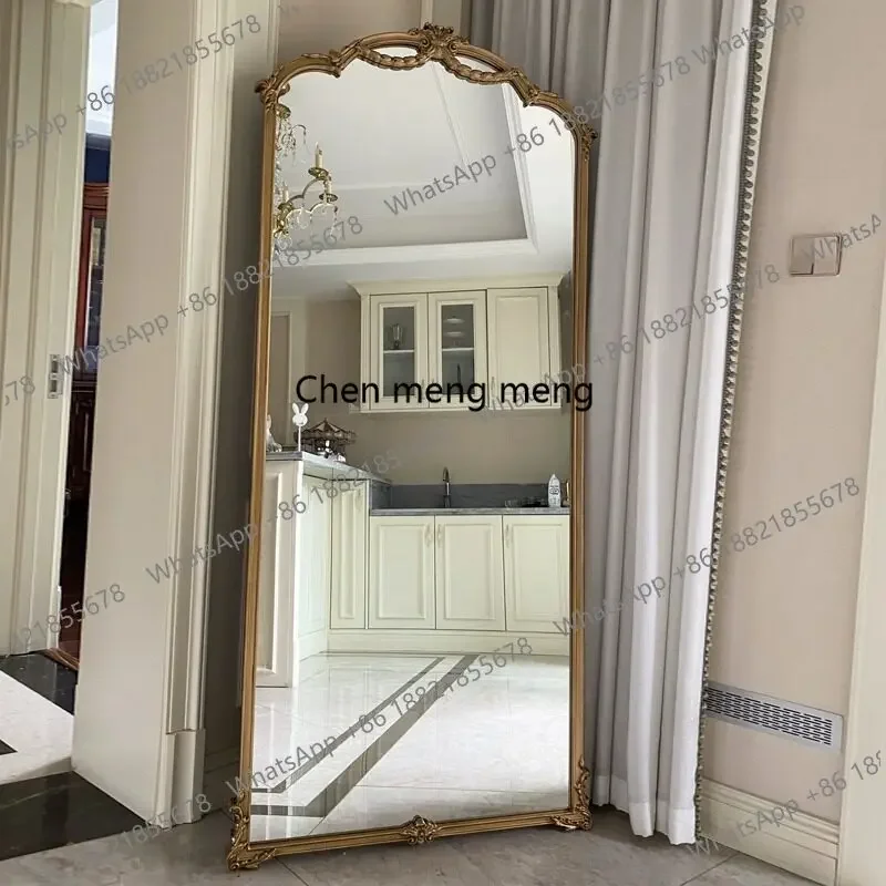 A139French style, full-length mirror against the wall, large size, floor-to-ceiling mirror, retro full-length mirror for home us