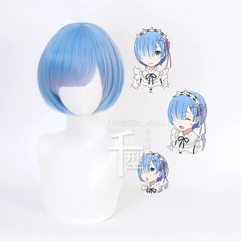 

Life in a different world from zero Rem Cosplay Wig Anime Women Ram Costume Hair Synthetic