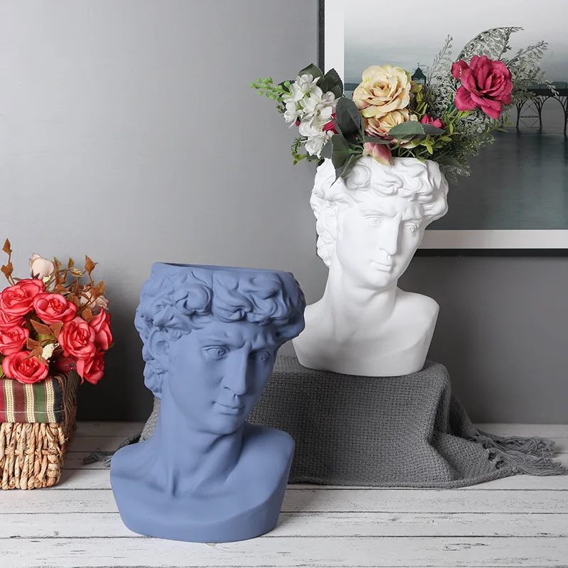 Creativity Ceramics Vase David Human Character Sculpture Flower Arrangement Modern Home Decoration Vases for Flowers