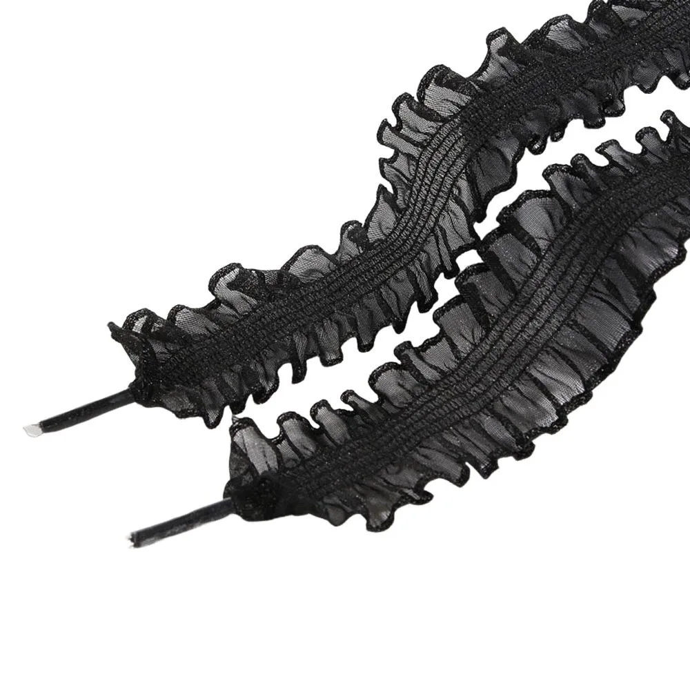 

Fashion With Ruffled Trim Laces Shoelaces DIY Black/White Shoes Laces with Wooden Ear Edge DE Training Shoes Laces Men Women