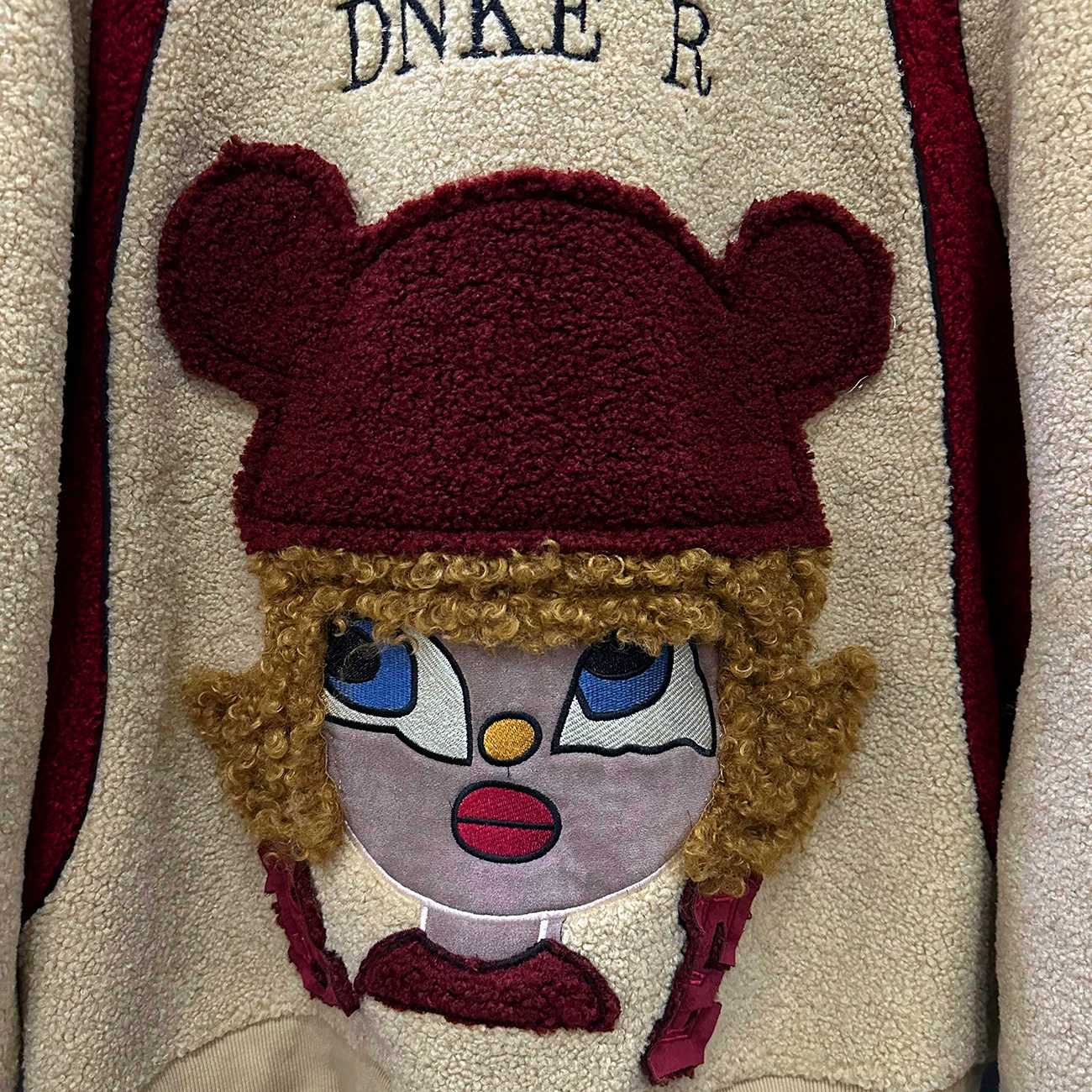 Women's 2024 Autumn Winter New Embroidery Little Girl Color Matching Thickened Lamb Wool Loose Tops Trendy Hooded Sweatshirts