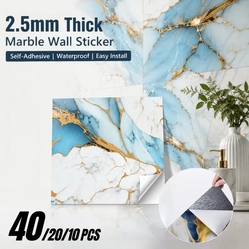 

10/20/40PCS 30x30cm Self Adhesive Marble Wallpapers Home Decor Waterproof Tile Thicken Foam Wall Stickers for Kitchen Bathroom