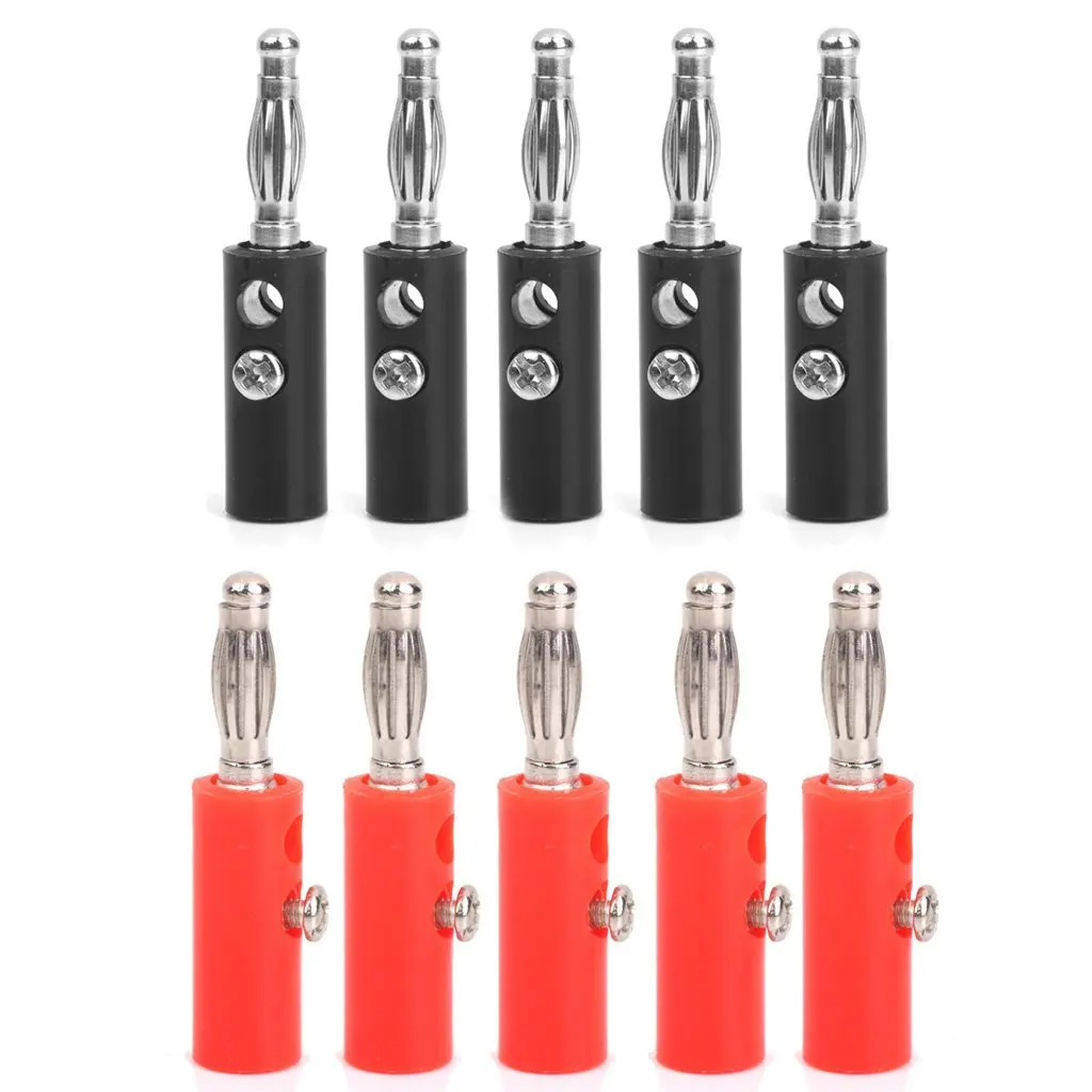 

HOT 4mm Insulated Banana Plugs Connectors Jack New 10pcs Red + Black
